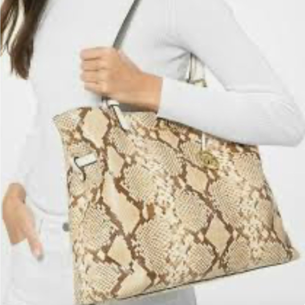 Michael Kors Snake Print Lenox Shoulder Bag & Wallet  Set - Tan and Brown large - Picture 13 of 13
